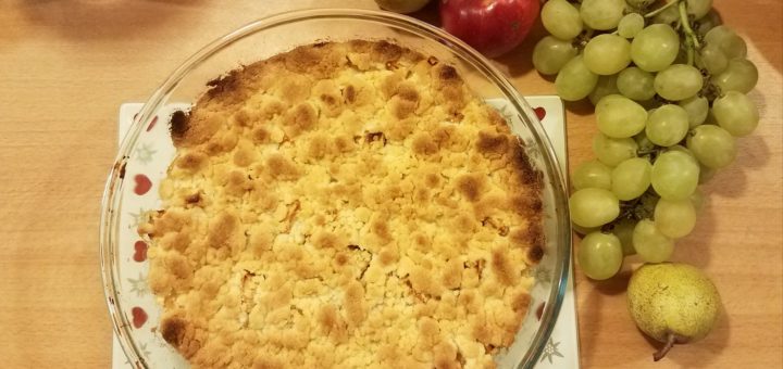 Crumble pomme poire raisin